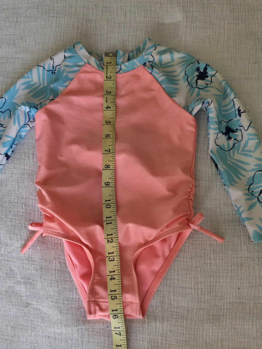 Cat & Jack pink and blue one piece Kids swimsuit Long sleeve zipper pool Beach
